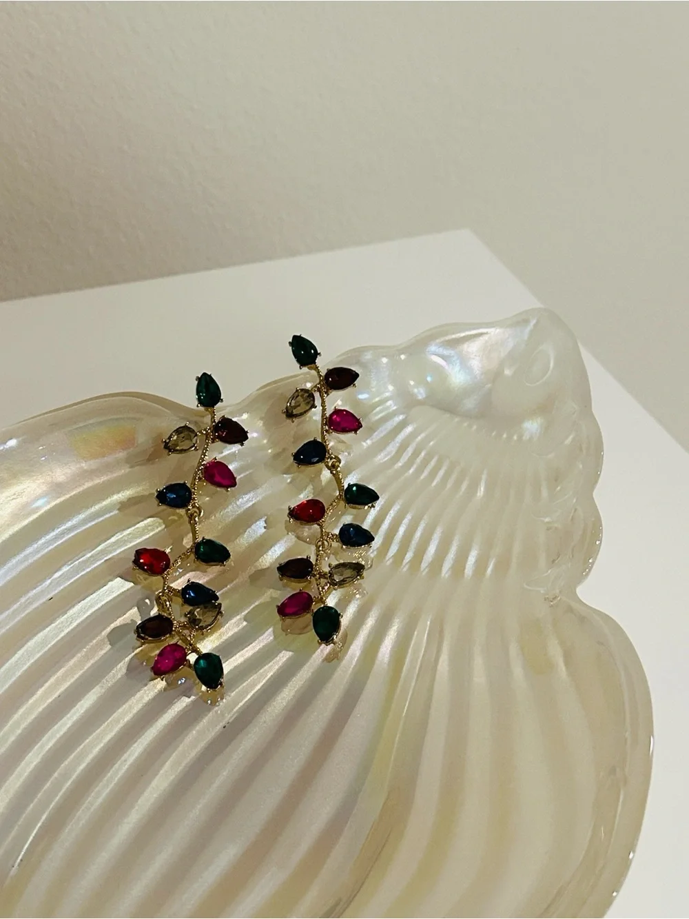 Fashion Jewelry Gold-Tone Multicolor Teardrop Dangle Earrings